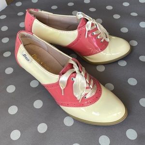 Bass Lady Cream and Pink Leather Heels 7 1/2
